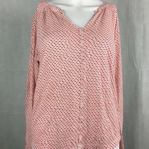 Marc O'Polo Shirt Womens Sz S Red White Striped Cotton‎ Knit V-Neck Long Sleeve